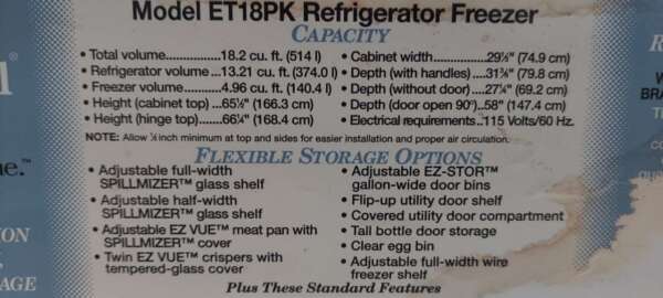 18 cu ft White Whirlpool Top Mount Freezer Refrigerator - Image 2