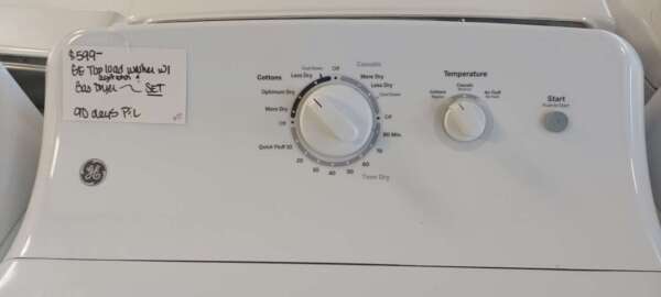 GE Top Load Washer and Gas Dryer Set - Image 4