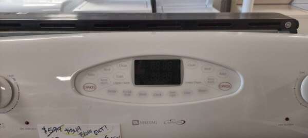 30" Bisque Maytag Gemini Double Oven Electric Glasstop Range - Image 2