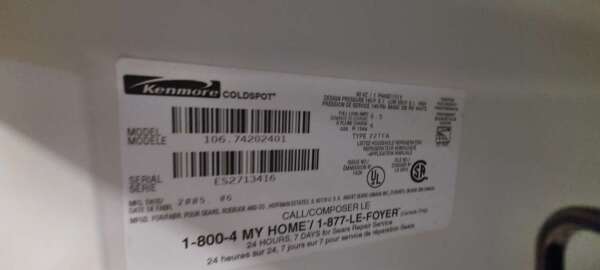 21 cu ft White Kenmore Top Mount Freezer Refrigerator w/Ice and Water - Image 3