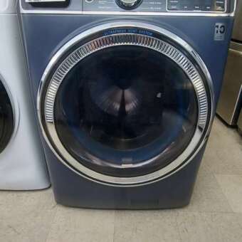 Sapphire Blue GE Front Load Steam Washer w/Smart Dispense, 1step wash/dry, & Ultra Vent System