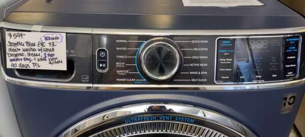 Sapphire Blue GE Front Load Steam Washer w/Smart Dispense, 1step wash/dry, & Ultra Vent System - Image 2
