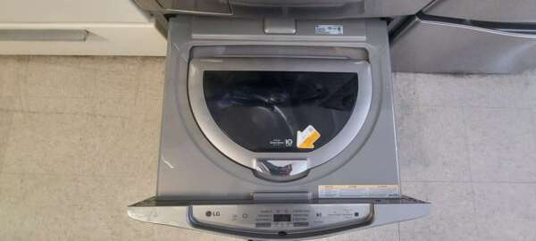 Graphite Steel LG Front Load Washer/turbo wash(MINI WASHER IN PEDESTAL) & Electric Dryer Set w/Steam & Pedestals - Image 4