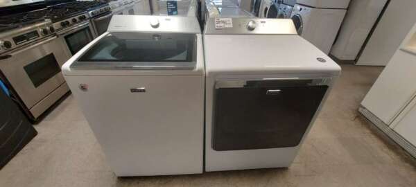 Maytag Top Load Washer (w/o agitator) & Electric Bravos XL Dryer Set