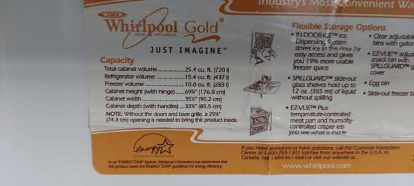 25 cu ft White Whirlpool Side-by-side Refrigerator - Image 4