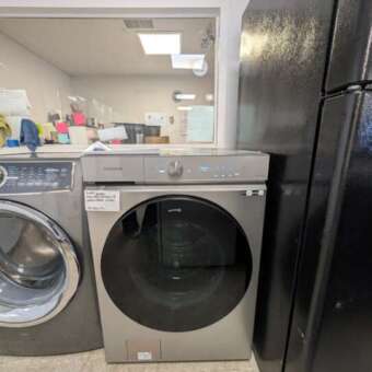 Silver Steel Bespoke Samsung Front Load Washer W/ Steam, 5.3 Cu Ft