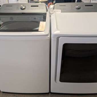 Samsung Top Load Washer & Steam Gas Dryer Set