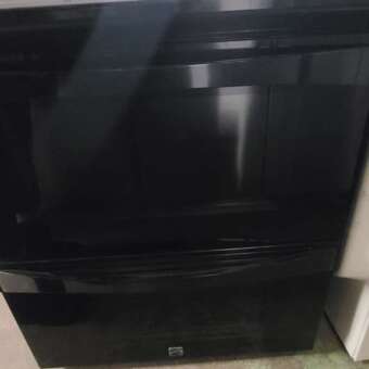 30" Black Kenmore Elite Slide-In Electric Glass Top Double Oven Range w/Convection