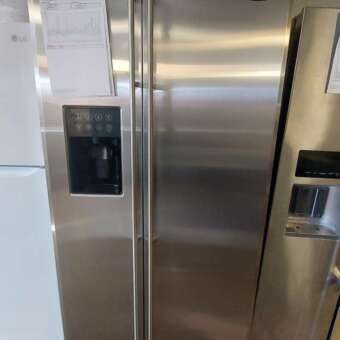 25 cu ft Stainless Steel GE Monogram Side-by-Side Counter Depth Refrigerator