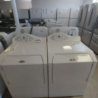 Bisque Maytag Front Load Washer Electric Dryer Set