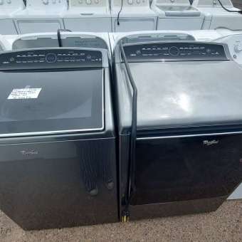 Gray Whirlpool Cabrio Top Load Washer Electric Dryer Set